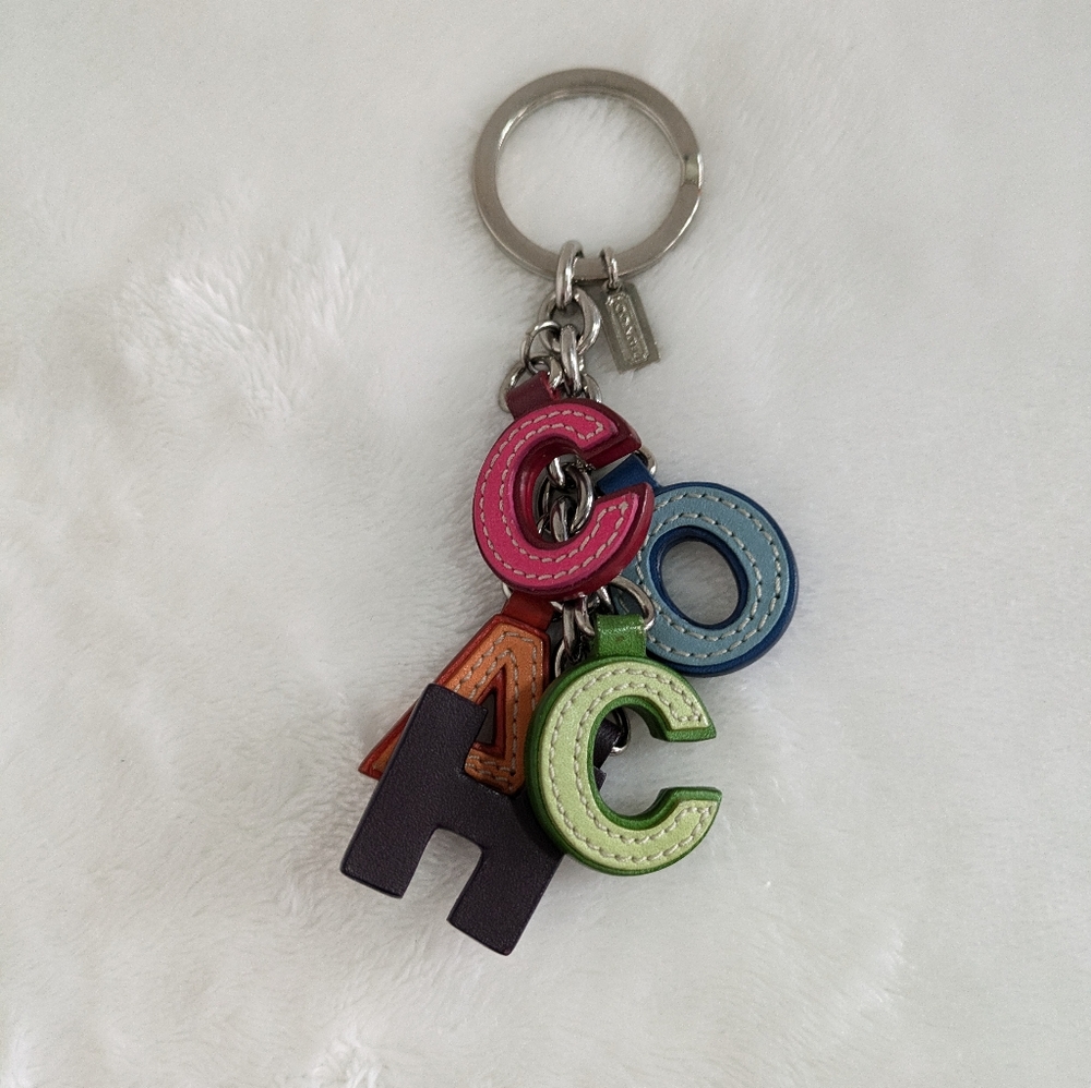 RARE Vintage COACH Leather Letters Keyring/Bag Charm - Picture 5 of 6